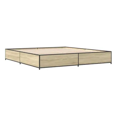 (sonoma oak, x cm) vidaXL Bed Frame Bed Base Sonoma Oak 160x200 cm Engineered Wood and Metal