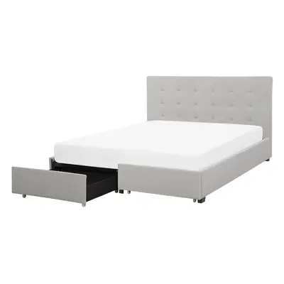 Bed with Storage Drawers ROCHELLE x cm (EU Super King) Light Grey