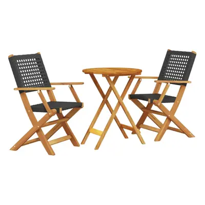 (black, x cm) vidaXL Bistro Set Piece Outdoor Bar Set Black Poly Rattan and Solid Wood