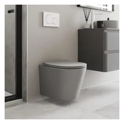 Affine Wall Hung Rimless Toilet & Soft Close Seat - Matt Grey