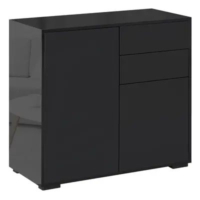 HOMCOM Side Cabinet with Door Cabinet and Drawer for Home Office Black