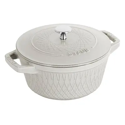 Staub Round Cast Iron Pot - ltr, White Truffle