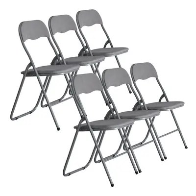 (Light Grey Ribcord) Pc Folding Lightweight Chair Set Metal Frame