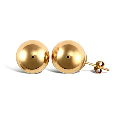 Jewelco London Ladies 9ct Yellow Gold Ball Bead Stud Earrings, 10mm - JES307