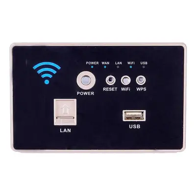 (Black) 300Mbps 118-Type Wall Embedded Router Wireless AP Panel Router WPS WiFi Repeater Extende