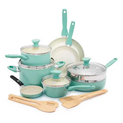 greenPan Rio Healthy ceramic Nonstick Piece cookware Pots and Pans Set, PFAS-Free, Dishwasher Sa