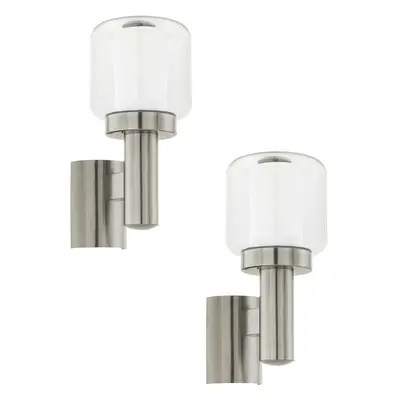 2 PACK IP44 Outdoor Wall Light Stainless Steel Shade 1x 40W E27 Porch Lamp