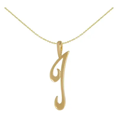 Jewelco London Solid 9ct Yellow Gold Script Identity Initial Pendant Letter I - JIN002-I