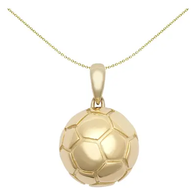 Jewelco London Unisex 9ct Yellow Gold 3D Retro Panel Football Soccer Ball Novelty Pendant - JPD6