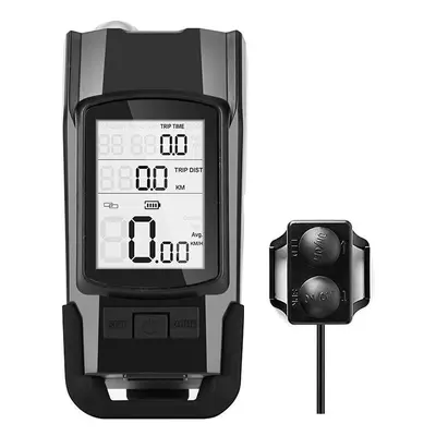 (Black) 3-in-1 Bicycle Speedometer Wireless USB Rechargeable Double T6 LED Bike Light Bike Compu