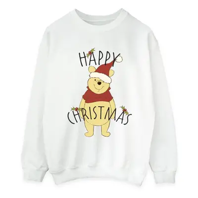 (5XL, White) Disney Womens/Ladies Winnie The Pooh Happy Christmas Holly Sweatshirt