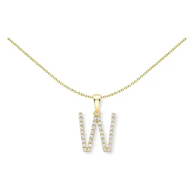 Jewelco London 18ct Yellow Gold Diamond Initial Charm Pendant Letter W 9mm x 15mm - INNR0213-W