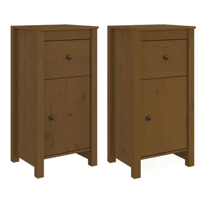 vidaXL 2x Solid Wood Pine Sideboards Honey Brown Wooden Side Cabinet Cupboard