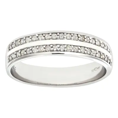 (N) Jewelco London 9ct White Gold Quarter Carat Diamond Double Row Pave Set Eternity Ring