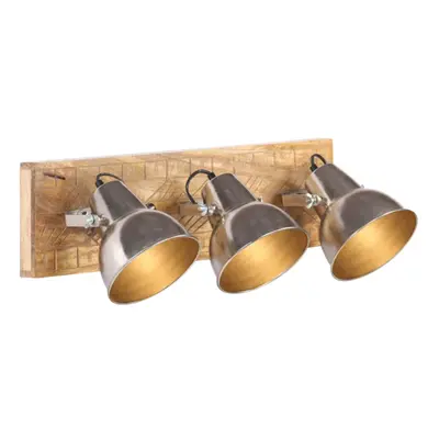 (brass) vidaXL 1/3x Mango Wood Industrial Wall Lamp Wall Mounted Light Silver/Brass