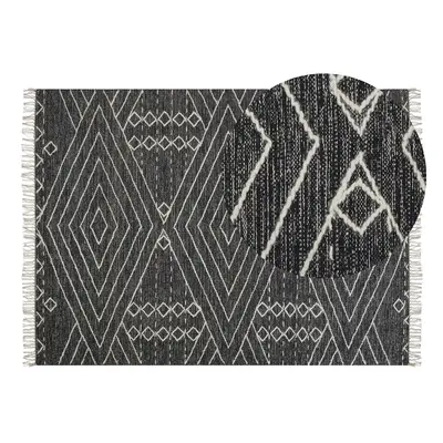 Cotton Area Rug x cm Black and White KHENIFRA