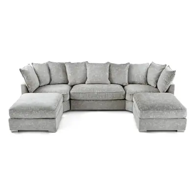 (Scatter Back) Luxe U-Shaped Sofa Scatter Back/ Full Back/ Grey