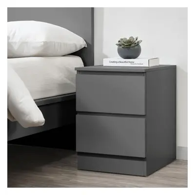 Oslo Grey Drawer Bedside Table Bedroom Furniture Storage