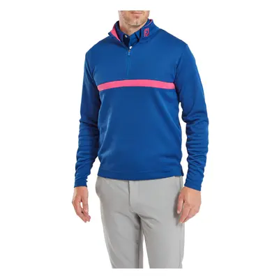 (L, Deep Blue) Footjoy Mens Inset Stripe Midlayer Stretch Wicking Golf Sweater