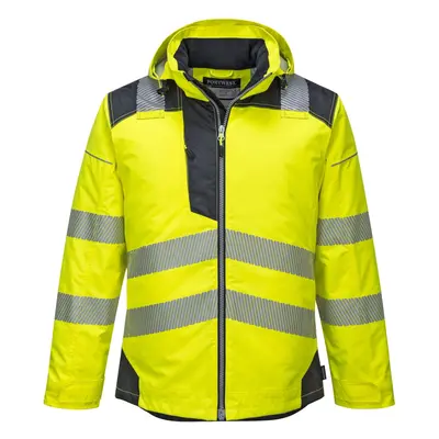 (Small, Yellow/Black) Portwest - PW3 Vision Hi-Vis Safety Workwear Rain Jacket