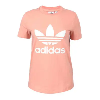 Adidas Womens Trefoil Tee Graphic T-Shirt Crew Neck Top Peach DV2587 (UK )