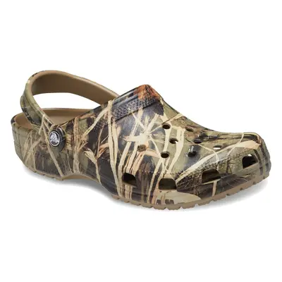 (Khaki, UK M10 / EU 45-46) Crocs Classic Realtree Mens Camo Vegan Slip On Clogs Sandals Shoes