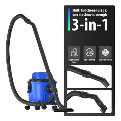 Wet and Dry Vacuum Cleaner 800W 15L 17Kps Capacity In Function for Home Workshop Garage Carpet U