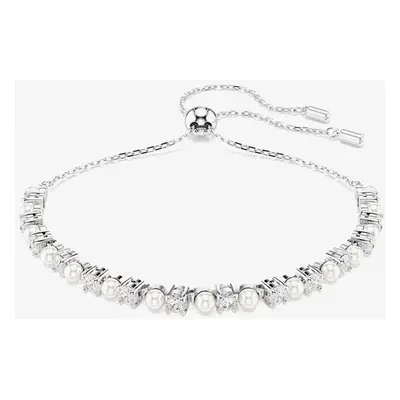 Swarovski Matrix Rhodium White Round Cut Pearl Crystal Bracelet