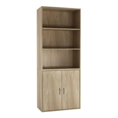 (Oak) Wide Tier Book Shelf Deep Bookcase Storage Cabinet Dining Living Room Display