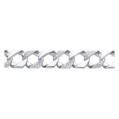 Jewelco London Mens Sterling Silver Lizard Skin Curb Cast Bracelet 15mm 8.5 inch - GVB405