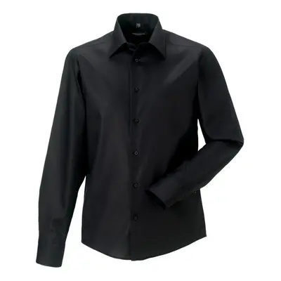 (19in, Black) Russell Mens Ultimate Non-Iron Tailored Long-Sleeved Formal Shirt