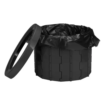 (Black) Folding Toilet Seat Clean Bucket Fishing Wash Bucket Leak-proof Storage Barrel for Outdo