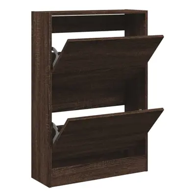 (brown oak, x x 87.5 cm) vidaXL Shoe Cabinet with Flip-Drawers Shoe Storage Shelf Shoe Rack Cupb