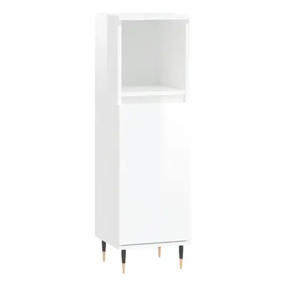 (high gloss white) vidaXL Bathroom Cabinet Vanity Unit Highboard Cupboard White Engineered Wood