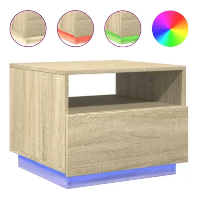 (sonoma oak, x x cm) vidaXL Coffee Table with LED Lights Hallway Accent End Table Side Sofa Tabl