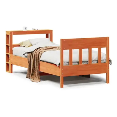 vidaXL Bed Frame with Headboard Bed Base Wax Brown 90x200 cm Solid Wood Pine