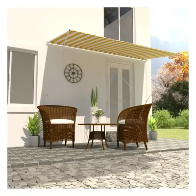 vidaXL Retractable Awning 400x150cm Yellow and White Window Canopy Sun Screen