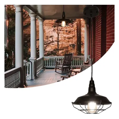 Pendant Light Industrial Rustic Black Hanging Light Ceiling Lamp Fixture Lighting with Cage Shad