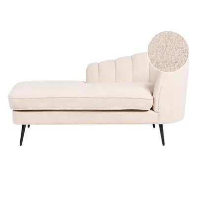 Right Hand Boucle Chaise Lounge Light Beige ALLIER