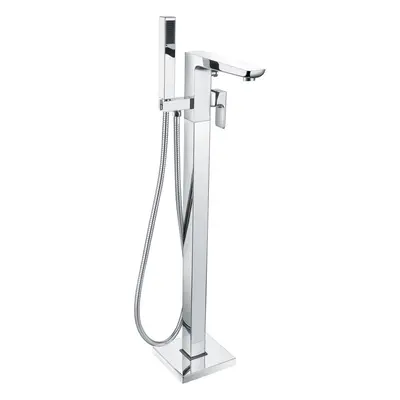 Nes Home Square Floorstanding Bath Shower Mixer Tap With Handset Chrome