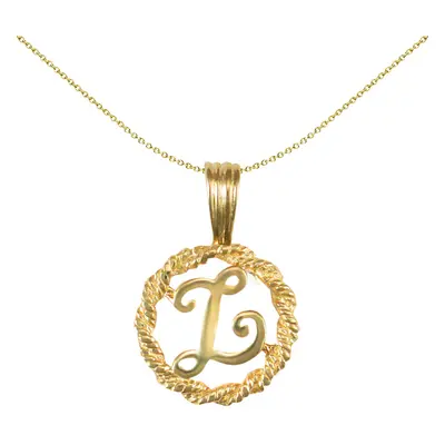 Jewelco London Solid 9ct Yellow Gold Rope Identity Initial Charm Pendant Letter - JIN001-L