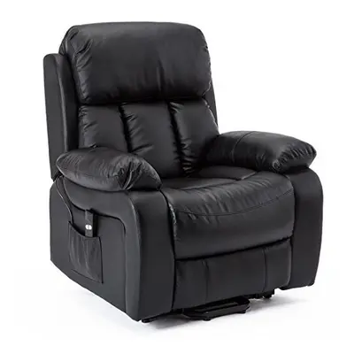 (Brown) Chester Electric Rise Heated Leather Massage Power Recliner Chair Sofa Armchair