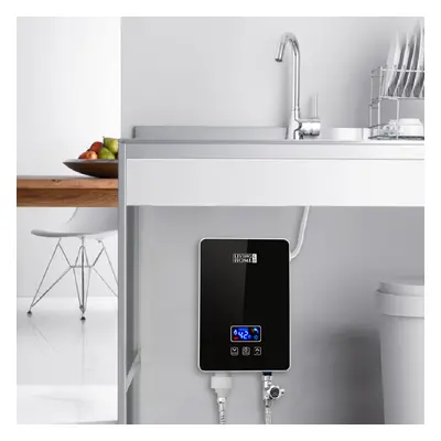 (Black) 6KW Tankless Electric Instant Water Heater with Shower Head Digital Temperature Display