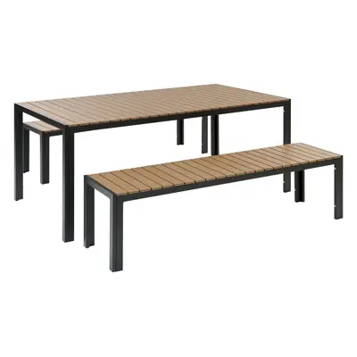 Garden Dining Set NARDO 180x90x75 cm Light Wood-Black