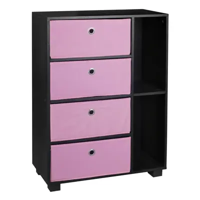 (Pink, Black) Section Wooden Bookcase Living Room Drawers