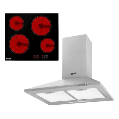 Baridi Zone Ceramic Hob & Chimney Style Cooker Hood Bundle - DH181