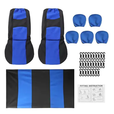 (Blue - Pcs) 2/4/9PCS Front Back Row Full Car Seat Cover Seat Protection Car Accessories