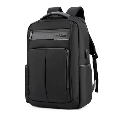 (Black) Inch Backpack USB Charging Laptop Bag Mens Shoulder Bag Business Casual Travel Schoolbag