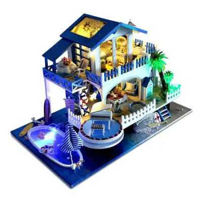 DIY Handcraft 3D Wooden Toy Miniature Kit Dollhouse LED Lights Music House Gift