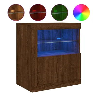 (brown oak) vidaXL Sideboard with LED Lights Cupboard Highboard Storage Buffet Cabinet